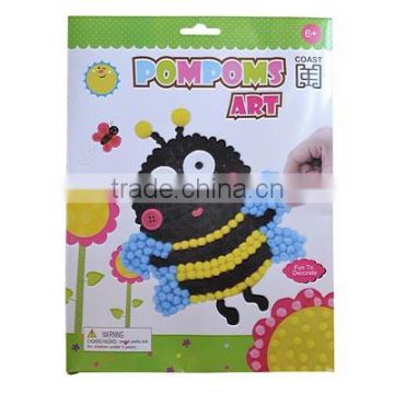 Bee design pompoms art for kids craft