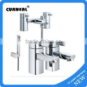 Bathroom Bath Shower Mixer & Pair Of Basin Taps Set