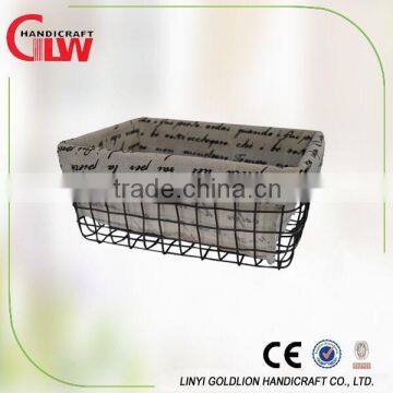 wire basket storage basket with lining