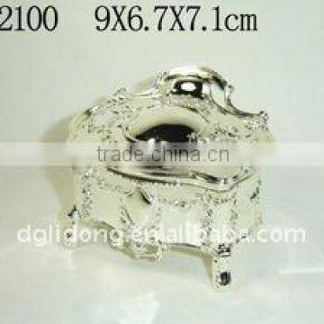 Beautiful Silver Bright Metal Jewelry Box