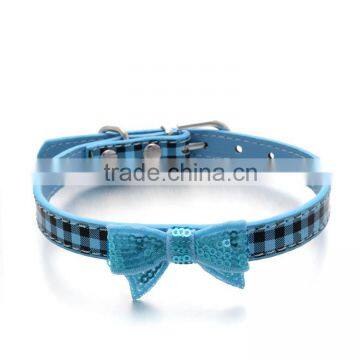 Wholesale Dog Collar Supplies Square Sequins Embroidery Bows Pet Collar photo-6