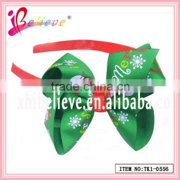 Wholesale festival hair accessories handmade ribbon bow christmas hair band (TK1-0556)