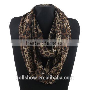 Spring Silk Chiffon Circle Loop Scarf Women Infinity Leopard Scarf