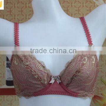 Thin pink transparent bra,sexy lace women bra nighty wear