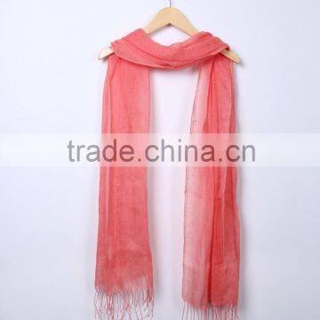 Custom Japan Fashion Women Solid Color Tassel Cotton Linen Pashmina Scarfs photo-3