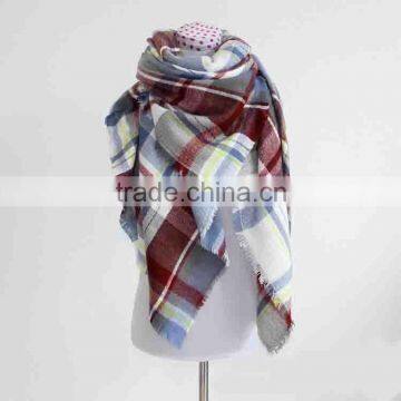 Wholesale Winter Fashion Ladies Square Plaid Acrylic Scarf photo-5