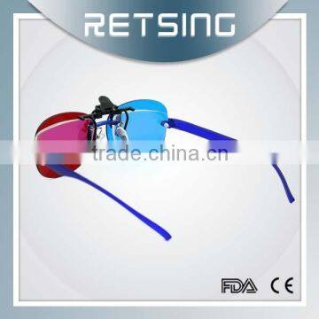 Professional manufacturer clip on 3d red cyan glasses red blue 3d glasses