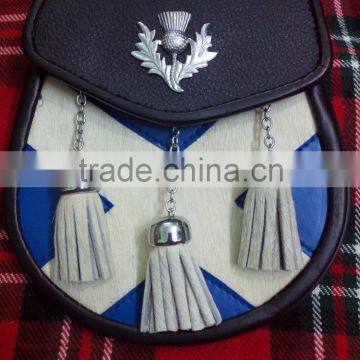 Scottish Design Half Dress Sporran Front Thistle Badge Made Of Fine Quality Leather Material