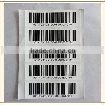 Self-adhesive anti-counterfeit product variable print data paper barcode sticker