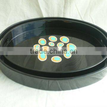 Set of two round lacquered tray with MOP inlay TK Vietnam