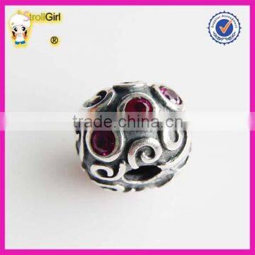 Hot Sale 925 Sterling Silver Clasp Charm Beads With Rhinesone
