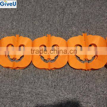 2016 Popular 3Meter Long Orange Color Halloween Decoration Hanging Pumpkin Paper Garland For Party Wall Decoration