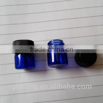 Cobalt blue Glass Vials Bottles With Orifice Reducer and plastic screw Cap