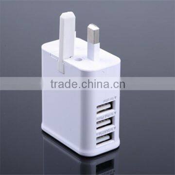 universal UK plug 3 usb ports travel wall charger international power adapter