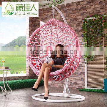 New Pink White Indoor Outdoor Patio Garden Living Room Bedroom Rattan Wicker Hanging Egg Basket Swing Chair photo-2