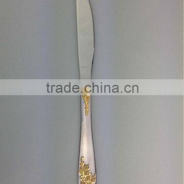 24K golden plating jieyang factory top grade flower handle stainless steel kinfe
