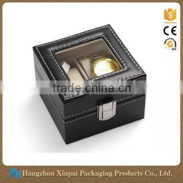 Cheap black luxury leather watch box for men