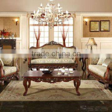 carved wooden furniture sofa set / 1+2+3 sofa furniture / home living room furniture fabric sofa G1108a