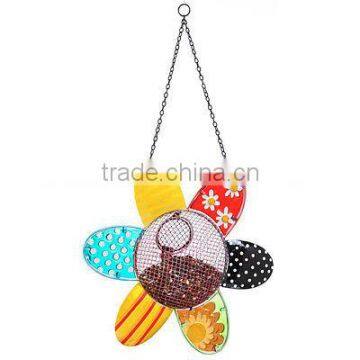 Wholesale Multi Colored Automatic Hanging Metal and Glass Flower Window Bird Feeder Parts