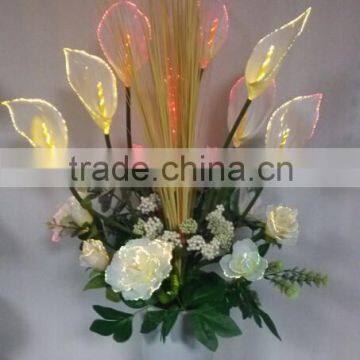 2017 New Garden Decor Lamp Wholesale Price artificial Big size fiber optic Calla Lily Flower Pot