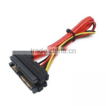 Red sata 7+15 pin sata male to female cable