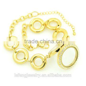 Fashionable Jewelry Cheap Price Stainless Steel Gold Plated Locket Bracelet photo-3