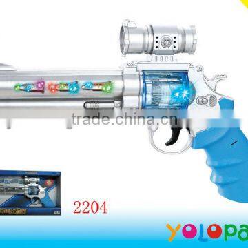 2013 newest and hot sale kids bright 7 color lights b/o plastic toys gun