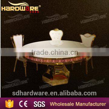 Dubai LED Round Golden Stainless Steel Base Wedding Dining Table for Events photo-4