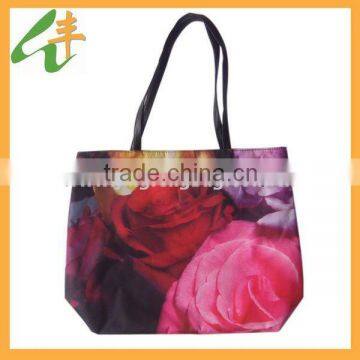 2014 fashion design rose printed lady shopping bag