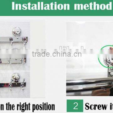 2016 No Drilling No Screw Easy Installation Stainless Steel Wall Mounted Hook Rack With Strong Vacuum Suction Hook