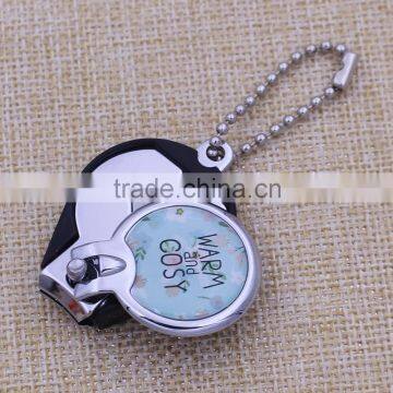 Promotion custom epoxy carbon steel nail clipper with bottle opener