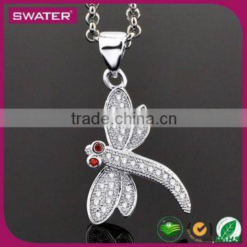 Custom Jewelry Wholesale Dragonfly 925 Sterling Silver Diamond Necklace