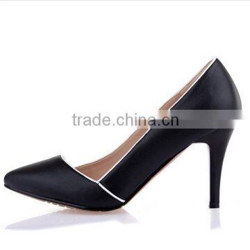 2015 Guangzhou Factory Real Leather Block Heels Women Shoes photo-3
