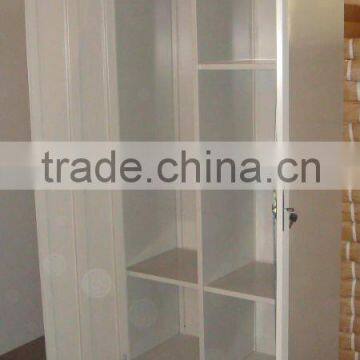 Commonly used stainless steel double swing door clothes wardrobe closet locker furniture,bedroom product with hanger