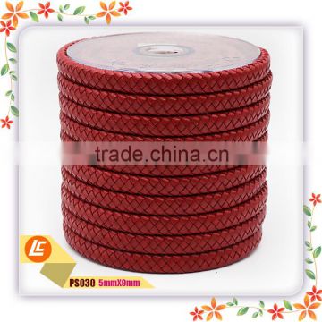 Top Quality Cowhide 10mm Leather Cord Dark Red Color for jewelry