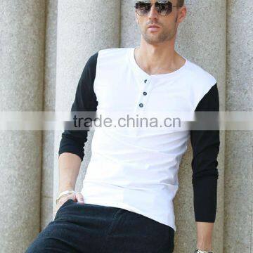 Sexy and fashion men Slim Fit Blank T-shirt and Cotton Inner Long Sleeve T-shirt with Long Sleeve 100% Cotton