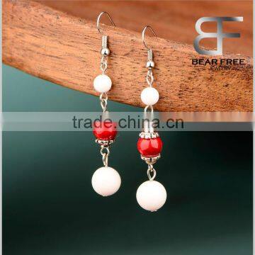 DIY Simple Style Dangling Retro Color Stone Beaded Drop Earrings