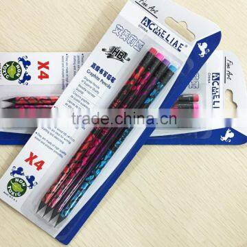 Standard Size Round Shape Black Wood Heat Rolling Laser HB Pencil in Blister Card photo-3