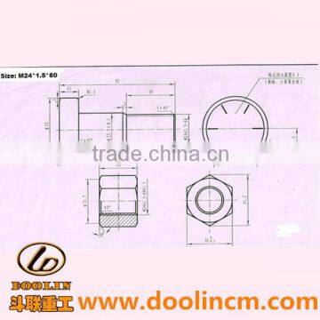 M24*1.5*80 Hex M24 Bolt Diemsions Structure Segment Bolt