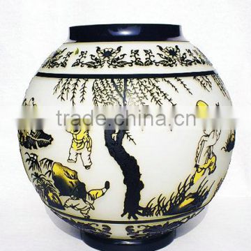 2014 New Special 3D-Carved Round Glass Vase