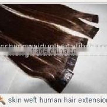 brown 16inches indian virgin remy wavy hair tape weft hair extension