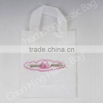 custom printed frosted shopping bags with soft loop handles