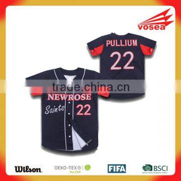 100% Polyester custom men's fashion baseball jersey