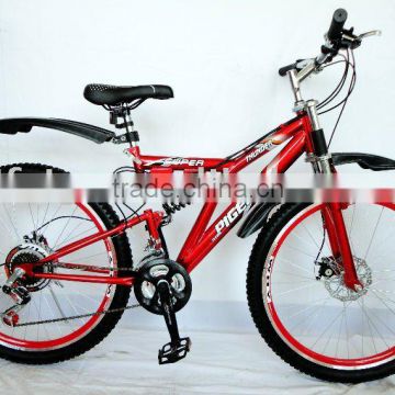 26" Red suspension MTB bicycle