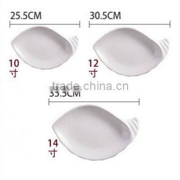 Ceramic Dinner Bamboo Shoots Shape White Irregular Plate for Restaurant Wedding Home photo-3