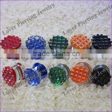 Popular Design Body Piercing Jewelry High Polish Pyrex Glass Ear Plug Tunnel [GB-750]