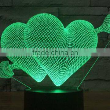 266-Romantic Heart Love Shape Led Lamp 3d Optical 3d Sculpture Illusion Art Special Light Desk Led Lamp photo-2