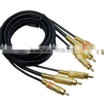 AV Cable,Metal 3RCA Plugs to 3RCA Plugs