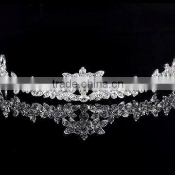 2016 Fashion Alloy Silver Plated Rhinestone Tiara Crown,Necklace,Earring Bridal Wedding Jewelry Set photo-3