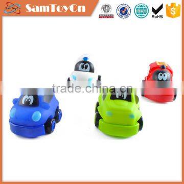 4PCS cute soft plastic cartoon friction rubber car toy